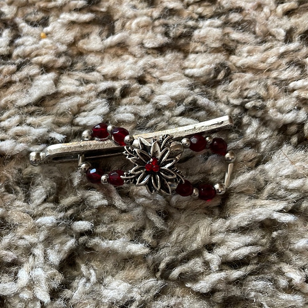 Mini Lula Rose Hair Clip w/ Dark Red beads